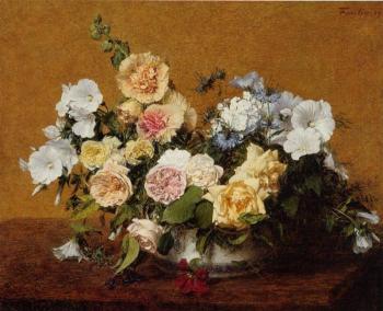 Henri Fantin-Latour : Bouquet of Roses and Other Flowers